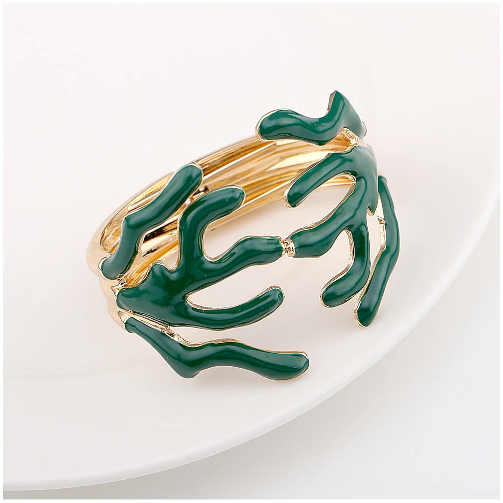 KAYMEN Neues wunderschönes Korallen-Design, luxuriöses Manschettenarmband, Statement-Armreif, Modeschmuck für Frauen, Verlobung, Hochzeit, Zubehör