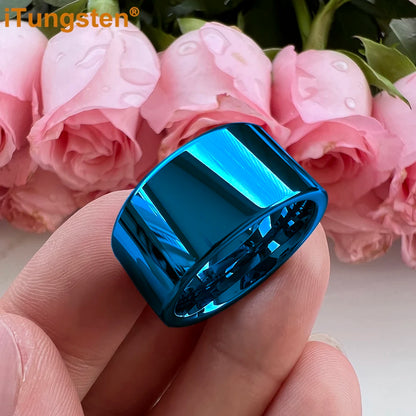 iTungsten 12mm Dropshipping Große Männer Ring Glänzende Wolfram Hochzeit Band Mode Schmuck Rohr Cut Poliert Komfort Fit
