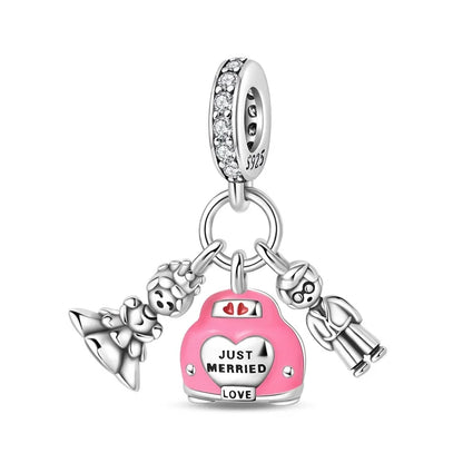 Charakter-Serie, 925er-Sterlingsilber, modisches Mädchen-Paar, Hochzeits-Charms, passend für DIY-Armbänder, Halsketten, exquisite Geschenk-Paarung