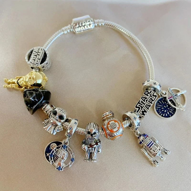 925 Sterling Silber Charms Heiße Star Wars Serie Mandalorianer Helm Anhänger Perlen Original Damen Armbänder DIY Schmuck Geschenke