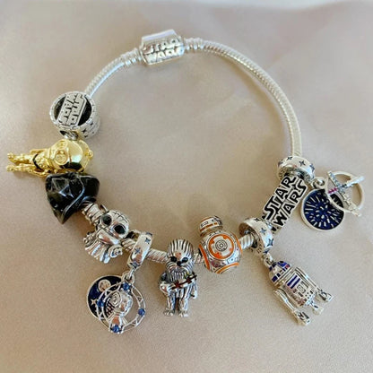 925 Sterling Silber Charms Heiße Star Wars Serie Mandalorianer Helm Anhänger Perlen Original Damen Armbänder DIY Schmuck Geschenke