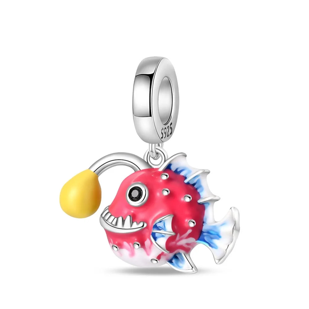 Beliebter Charm-Anhänger aus 925er-Sterlingsilber mit Delfin, sicherer Kette, Muschel und Qualle, passend für Armbänder, exquisites Strandparty-Geschenk