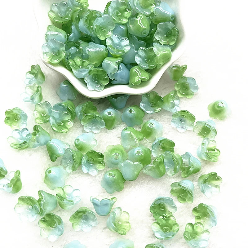 Neue 20 teile/los 7X12mm Bunte Bellflower Lampwork Perlen Kappen Glas Spacer Perlen für Schmuck Machen DIY Armbänder haarnadel