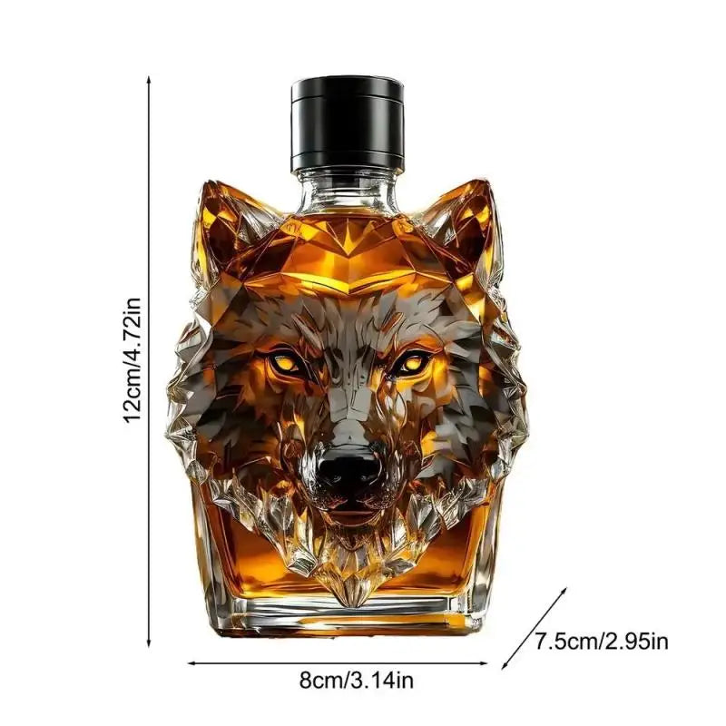 Whiskygläser, Wolfskulptur, Weinbecher, ästhetische Glasflasche zum Sammeln, Wolf-Thema für Cocktail-Whisky-Reisen