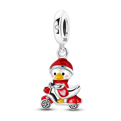 Exquisite Charm-Anhänger aus 925er-Sterlingsilber mit weißen Tigerperlen und Kaninchen-Barista-Anhänger, passend für Armbänder, niedliche Schmuck-Accessoires, Geschenke