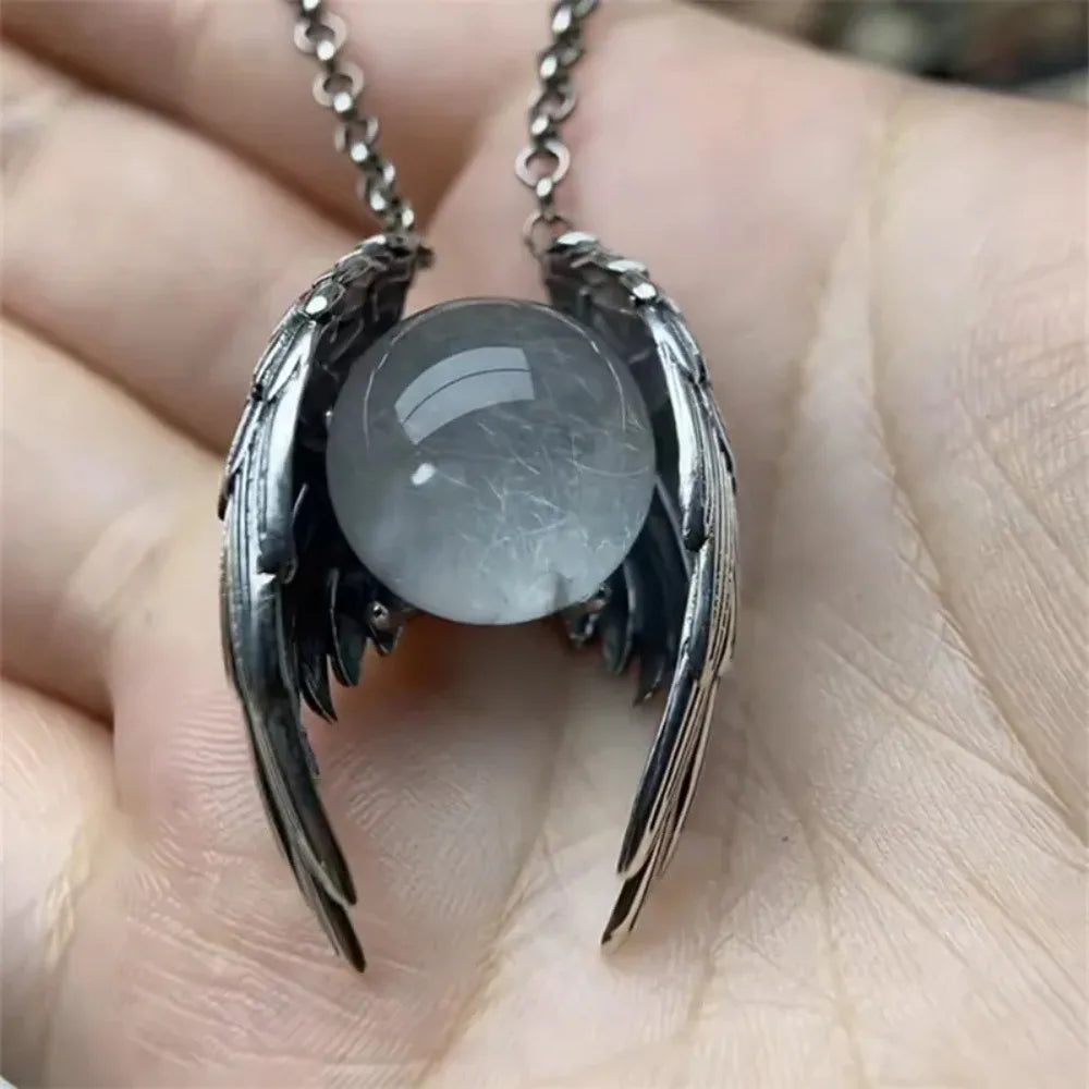 Ghost Wing Kristall Retro Halsketten für Damen und Herren, einzigartiger Punk-Gothic-Anhänger, Halsband für Halloween, Party, Modeschmuck, Geschenke
