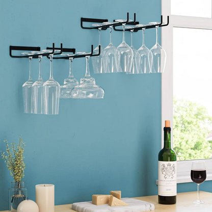 11,8 Zoll Weinglasregal aus Stielglas, an der Wand montierbar, Weinglashalter aus Schmiedeeisen, schwarzes Metall für die Dekoration von Küchenbar
