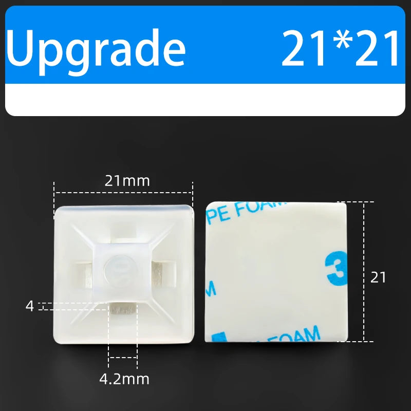 100PCS Selbstklebende Positionierung Upgrade Starker Kleber Sucker Kabelbinder Basen Montieren Draht Befestigung Sitz Linie Organizer Abnehmbare Wand