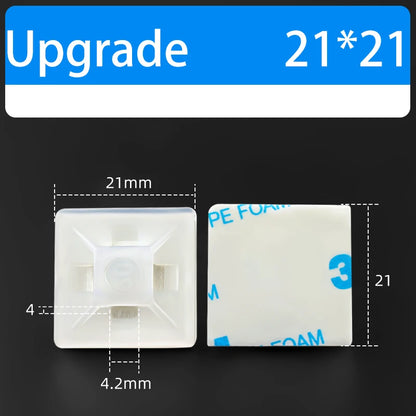 100PCS Selbstklebende Positionierung Upgrade Starker Kleber Sucker Kabelbinder Basen Montieren Draht Befestigung Sitz Linie Organizer Abnehmbare Wand