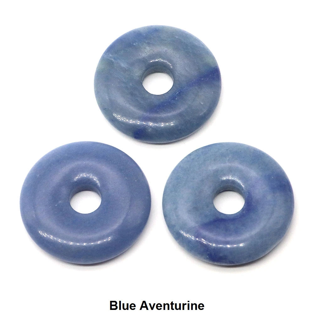 30 mm Donut-Naturstein, Heilkristall, Amethyst, Amazonit, Achat, Quarz, Edelstein für Kunsthandwerk, Zubehör, Glücksgeschenke