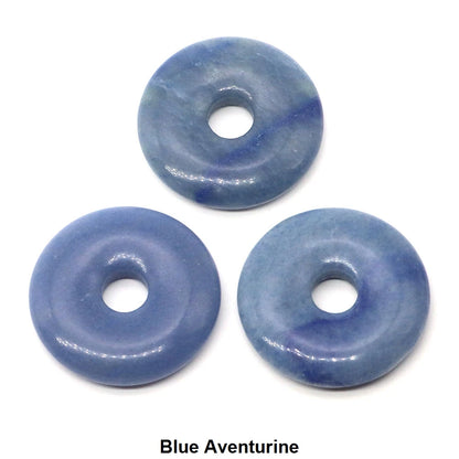30 mm Donut-Naturstein, Heilkristall, Amethyst, Amazonit, Achat, Quarz, Edelstein für Kunsthandwerk, Zubehör, Glücksgeschenke