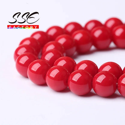 Großhandel Rote Koralle Stein Perlen Für Schmuck Machen Runde Lose Spacer Perlen Diy Armbänder Halskette Zubehör 4 6 8 10 12mm 15"