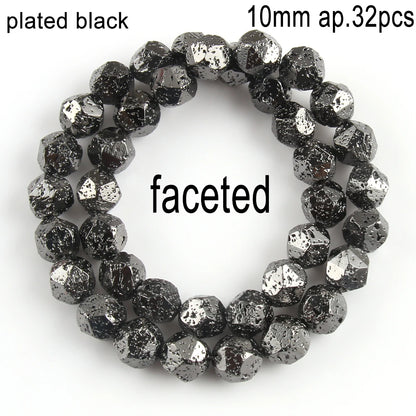 Schwarze vulkanische Lavagesteinperlen, Mineralperlen, Charms, Rohrwürfel, runde geometrische Formperlen für Schmuckherstellung, DIY-Armband