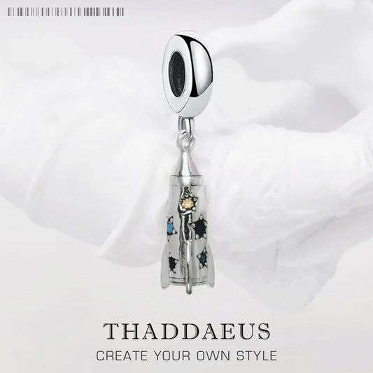 Neuer bunter Raketen-Anhänger, baumelnder Charm, 925er Sterlingsilber, Modeschmuck für Damen und Herren, trendiges Geschenk