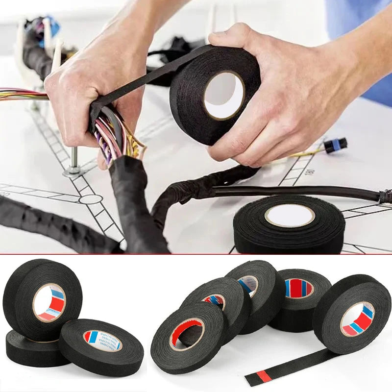 15-Meter-Kabelklebeband, schwarz, elektrisch, hitzebeständig, Kabelbaumbündel, Isolierung, Auto, Autoverdrahtung, Stoff, Stoffwickel ﻿