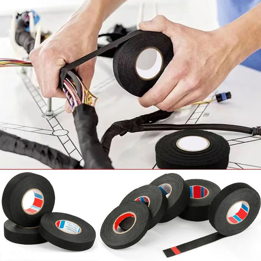 15-Meter-Kabelklebeband, schwarz, elektrisch, hitzebeständig, Kabelbaumbündel, Isolierung, Auto, Autoverdrahtung, Stoff, Stoffwickel ﻿