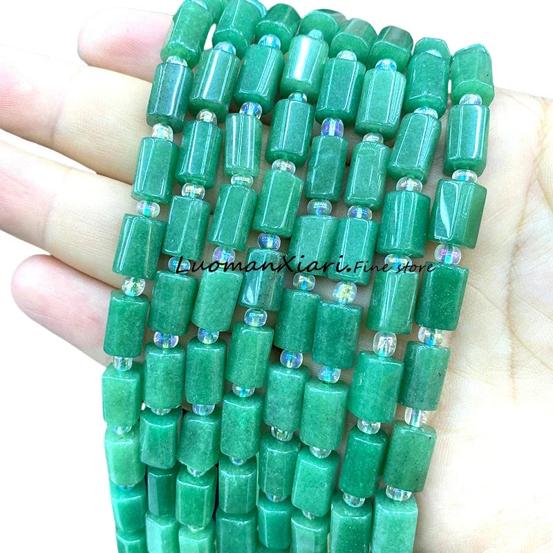 8x12mm Naturstein Grüner Malachit Unregelmäßiger Zylinder Lose Distanzperlen für Schmuckherstellung Diy Armband Charms Zubehör