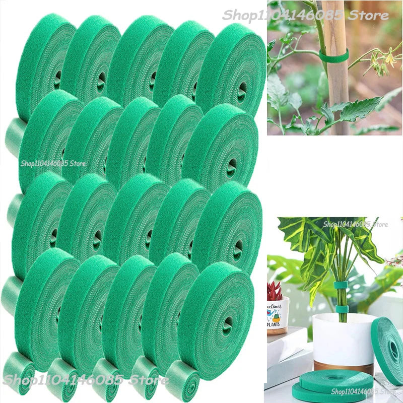 Selbstklebender Nylon-Kabelbinder für Pflanzen, grün, verstellbare Pflanzen, Hakenschlaufenunterstützung, Gartenschnur, Verband, wiederverwendbare Verschluss-Klebebandstreifen