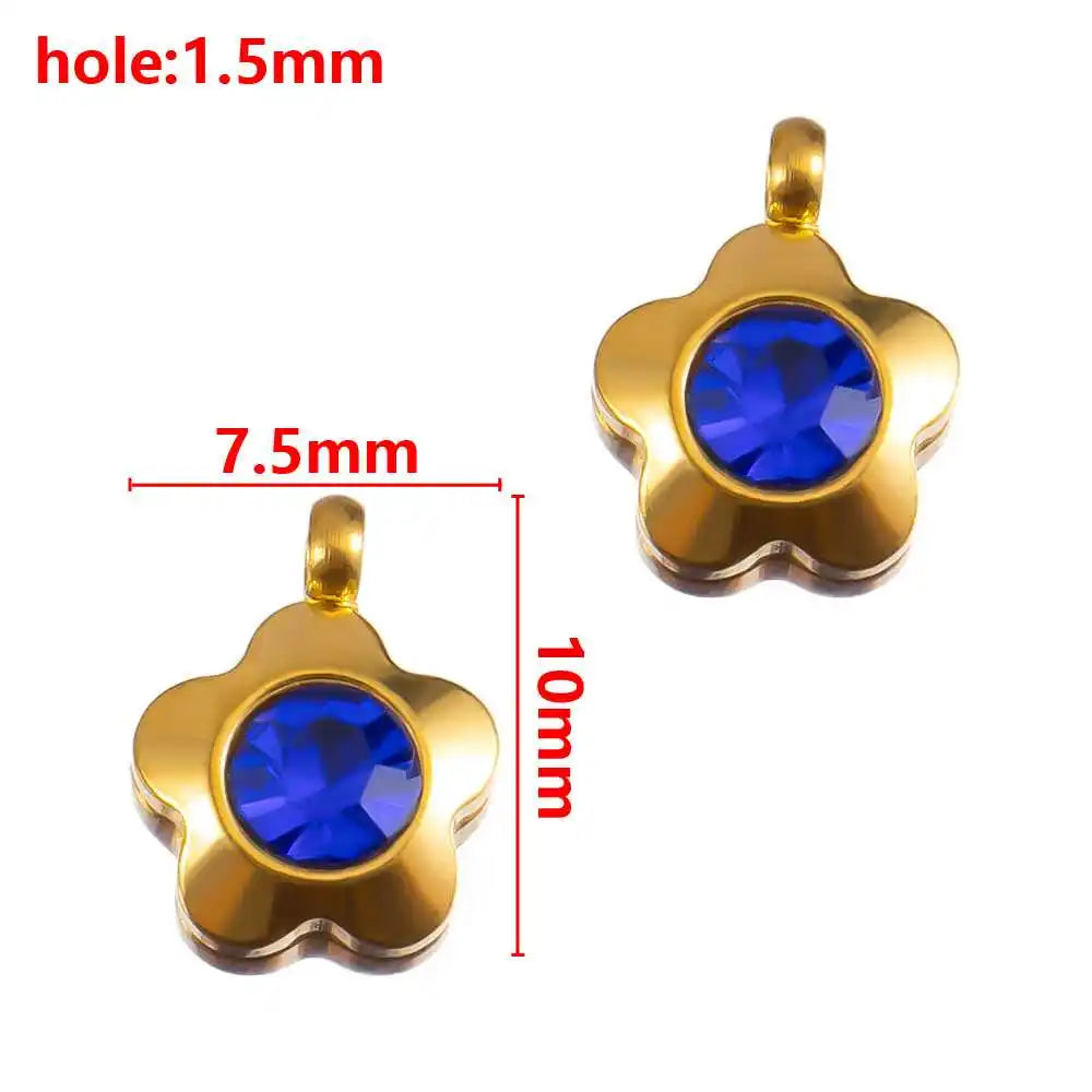 2/5/10 stücke Edelstahl Zirkon Anhänger Herz Blume Charms Für DIY Schmuck Machen Armband Handgemachte Accessoires Großhandel