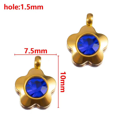 2/5/10 stücke Edelstahl Zirkon Anhänger Herz Blume Charms Für DIY Schmuck Machen Armband Handgemachte Accessoires Großhandel