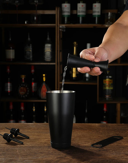 Cocktail Shaker Bar Set: 2 Gewichteten Boston Shaker, Cocktail Sieb Set,Jigger,Muddler und Löffel, eis Tong und 2 Flasche Ausgießer