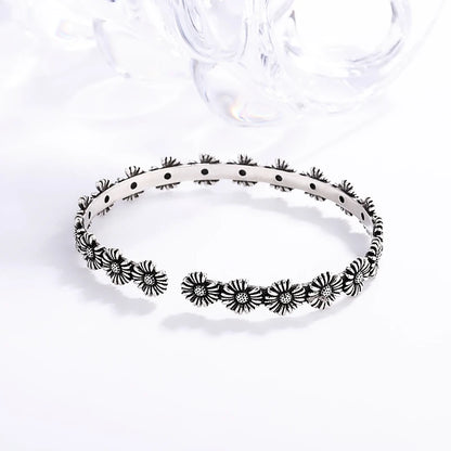 Sole Memory Vintage süße Chrysantheme 925er Sterlingsilber, größenverstellbare Öffnungsarmband für Frauen, Luxus-Schmuck, Geschenk BR344