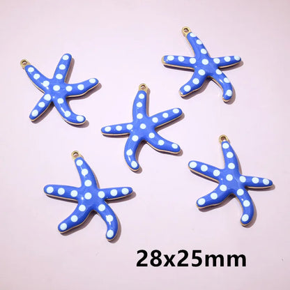 10 Stück 2 Größen Edelstahl Seestern Charms Anhänger Emaille DIY Schmuck Herstellung Zubehör Zubehör Zubehör Armband Halskette Ohrringe