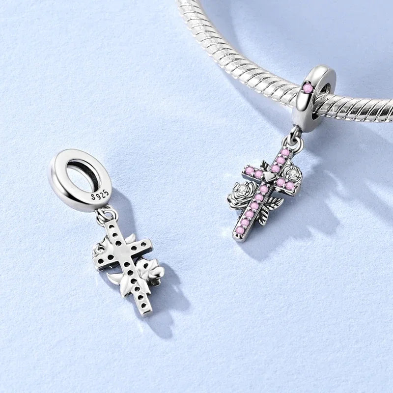 Charm Heiße Verkäufe 925 Silber Original Jesus Kreuz Charms Perlen Fit Anhänger Charm Armband Baumeln für Frauen DIY Edlen Schmuck Machen