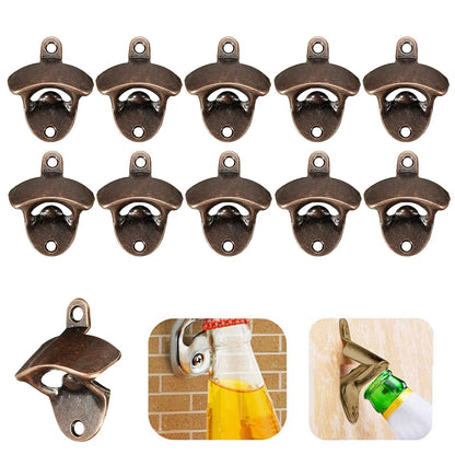 10PCS Vintage Flaschenöffner Wand Montiert Zink-legierung Bier Opener Werkzeug Wein Bar Zubehör mit Schrauben Opener Party Küche werkzeuge
