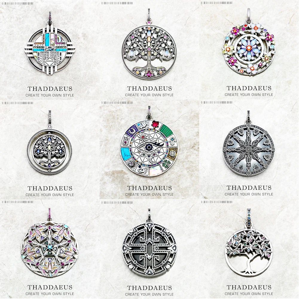 Amulett Magische Glück Symbol Baum Blume Karma Whell Sonne Vogel Schmetterling Anhänger Schmuck 925 Sterling Silber Geschenk Für Frauen Männer