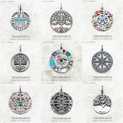 Amulett Magische Glück Symbol Baum Blume Karma Whell Sonne Vogel Schmetterling Anhänger Schmuck 925 Sterling Silber Geschenk Für Frauen Männer