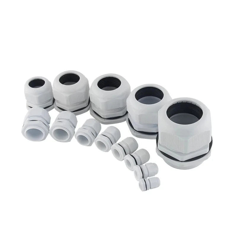 PG7-PG36 Kabelverschraubung, Kabeleingang, IP68, wasserdicht, weißes Nylon-Kunststoff-Anschlussstück