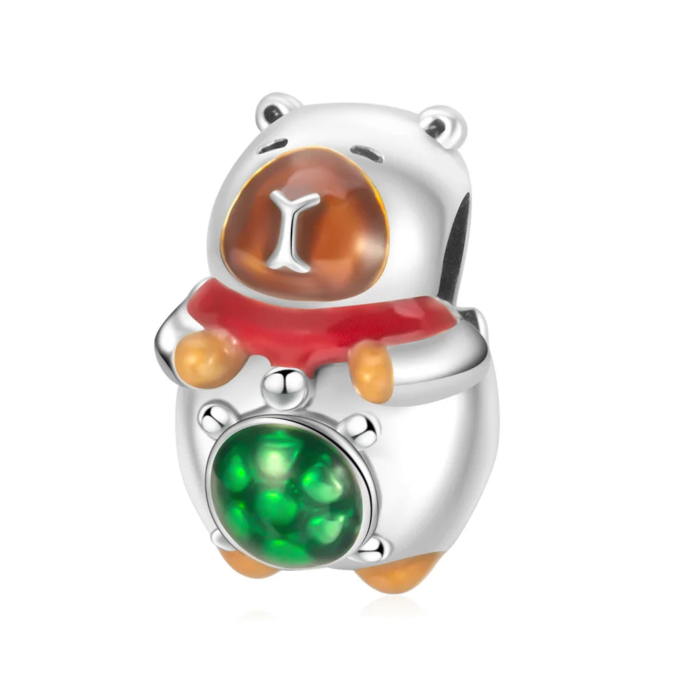 Tier-Serie, 925er-Sterlingsilber, Qualle, Pfau, Schildkröte, Kaninchen, Frosch, Charm, passend für DIY-Armbänder, Halsketten, Geschenke für Kinder