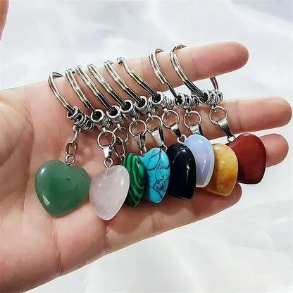20 stücke Natürliche Stein Kristall Quarz Schlüsselbund Frauen Männer Handtasche Hangle Auto Schlüssel Halter Raw Mineral Stein Schlüsselring Schmuck