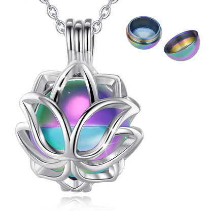 EUDORA Urnen-Anhänger, 14 mm, Lotusblüten-Käfig, Medaillon, Aschebehälter, Andenkenkapsel, Halskette, Hohlkugel, DIY-Schmuck, k332n14