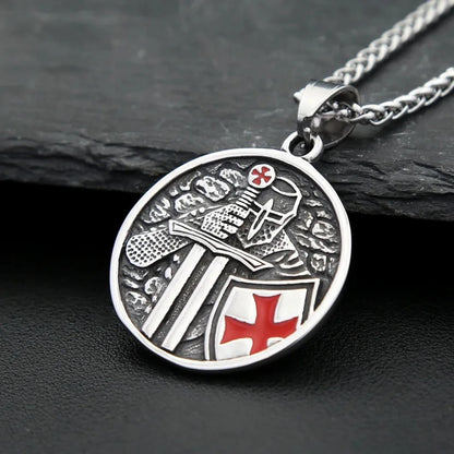 Vintage Rüstung Schild Ritter Templer Kreuz Anhänger Halskette Für Männer Edelstahl Mode Punk Amulett Schmuck Geschenk Dropshipping