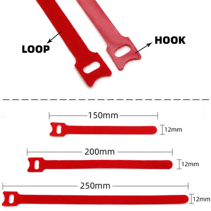 50 Stück lösbare Kabelbinder, farbige Nylon-Schlaufen und Klettverschluss-Bänder, Kabelbinder, Kabelorganisator, Mehrzweck-Bündelungsband