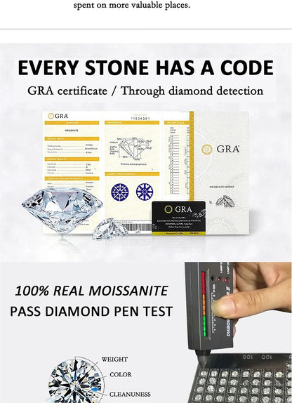 PERFANY 0,5-5CT Moissanit Halskette für Frauen S925 Reines Silber Klassische Sechs Klaue Runde Diamant Anhänger Minimalistischen Hochzeit schmuck