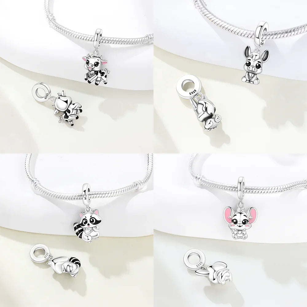 Tier-Serie-Charms, 925er Silber, Esel, Koala, Elefant, niedliche kleine Maus, Perlen-Anhänger, passend für DIY-Original-Armband, Modeschmuck