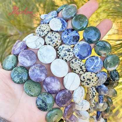 20mm Natürlicher Fluorit/Quarz/Rhodonit/Tigerauge/Achat Münze Stein Perlen Strang 15" Für DIY Halskette Schmuck Machen Kostenloser Versand