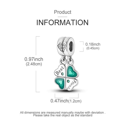 925er Sterlingsilber, grüne Charms, Perlen, vierblättriges Kleeblatt, baumelnd, für Frauen und Mädchen, Original-Armband, DIY-Schmuck, Geschenke