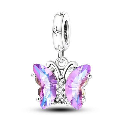 Sicherheitsketten aus 925er-Sterlingsilber, violette Serie, Schmetterling, Widder, Zwillinge, passend für Original-Armbänder, DIY-Schmuckherstellung, Geschenk für Frauen