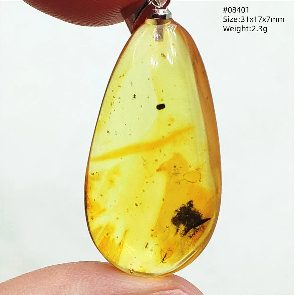 Natürlicher Piebald-Bernstein-Anhänger, gelber Bernstein, 36 x 23 x 14 mm, Edelstein-Anhänger, Halskette, Schmuck, AAAAA