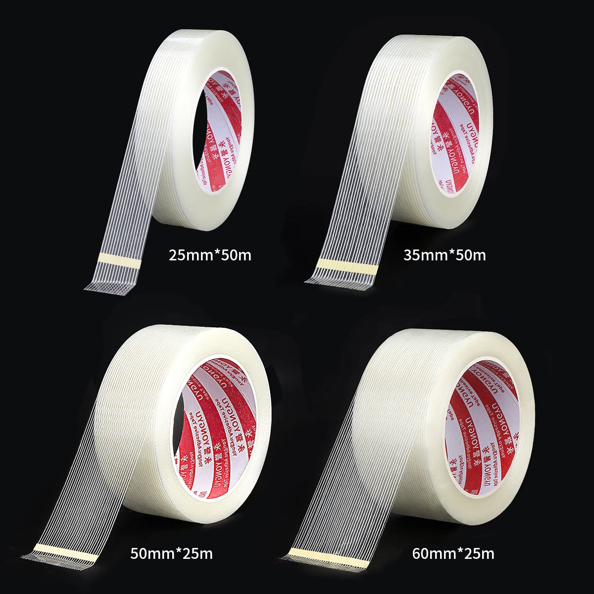 25 m starkes Faserband – extrem langlebiges Filament, transparent, gestreift, elektrischer Festkleber für 18650-Batterieverpackungen usw