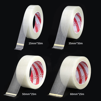 25 m starkes Faserband – extrem langlebiges Filament, transparent, gestreift, elektrischer Festkleber für 18650-Batterieverpackungen usw