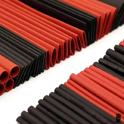 127PCS Schwarz Rot Schrumpfschlauch 2:1 Sortiment Polyolefin Rohr Auto Kabel Schlauch Wrap Draht Kit