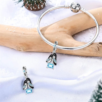 Heißer Verkauf 925er Sterlingsilber, niedliche Panda-Perlen und Pinguin-Anhänger, passend für Schlangenarmband, Boutique-Halskette, schwarzer Anhänger, Geschenk