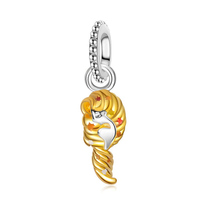 Heißer Verkauf 925er Sterlingsilber Löwenperlen & Chamäleon Baumeln Charm Fit Schlangenarmband Boutique Halskette Goldener Anhänger Geschenk
