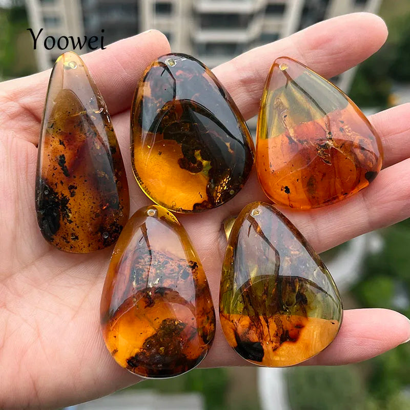 Großer Bernstein-Anhänger für Frauen, DIY-Schmuck, Großhandel, einzigartiger Tropfen, natürliche Pflanze, 100 % echter originaler baltischer Stein für Kettenhalskette