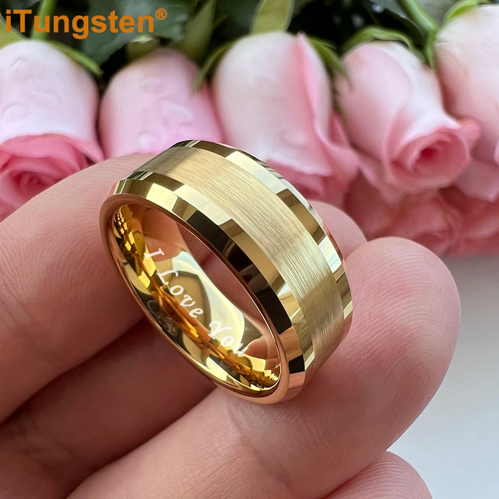 iTungsten 6mm 8mm Wolframkarbid-Fingerring für Herren und Damen, Verlobung, Ehering, Modeschmuck, I Love You, graviert, bequeme Passform